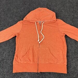XXI Forever 21 Mens Orange Marl Knit Full Zip Hoodie Sweatshirt Size Small